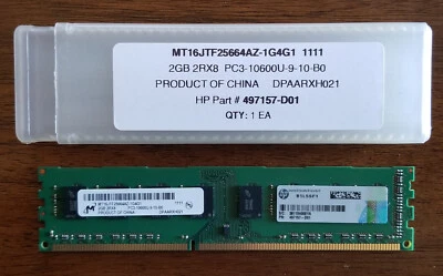 NEW - Micron DIMM SDRAM Memory (MT16JTF25664AZ1G4F1) - HP p/n: 497157-D01 - Image 1 of 3