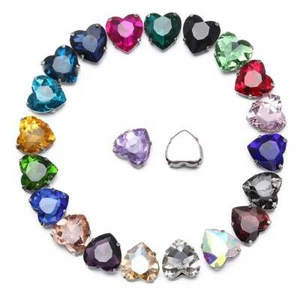 Heart Shape Sew On Flatback Glass Crystal Rhinestones Claw Cup Craft Beads lot - Picture 1 of 24