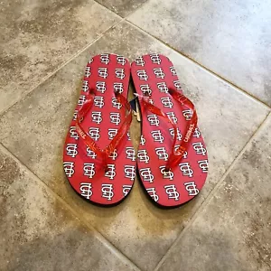St Louis Cardinals Sandals Flip Flops Thong Red Black Womens Sz Small 5/6 - Picture 1 of 7