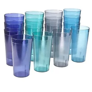 Cafe Plastic Reusable Tumblers (Set of 16) Water Cups Colors 20-ounce Coastal - Picture 1 of 7