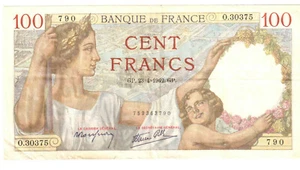 Billet de 100 Francs Sully 23-04-1942 TTB +  ( 089* ) - Picture 1 of 3