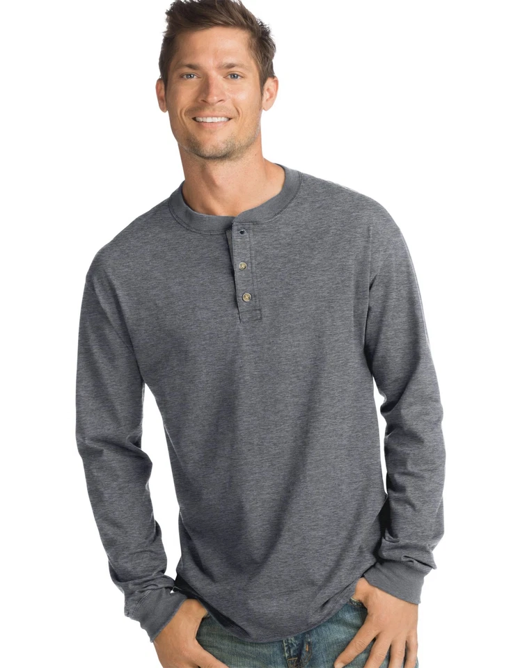Hanes Mens Beefy-T Long-Sleeve Henley - Image 1 of 1