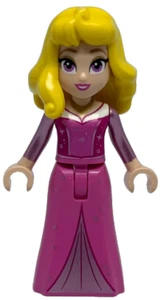 NEW LEGO Minifigure Minidoll Aurora Dark Pink Dress Necklace Yellow Hair dis153 - Picture 1 of 1