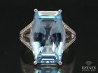 Bague topaze et diamant bleu naturel or 14 carats 9,2 g i12686