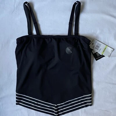 Top Tankini Coco Reef 18W 40DD Borde Rayas Negro Nuevo Con Etiquetas Con Aros Foto 1 de 4