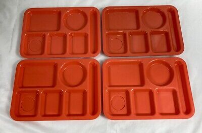 Cafeteria Lunch Food Trays 6 Compartments Stackable Set Of 4 In Red By GET • 10.46$