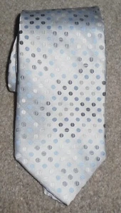 Pronto Uomo Silver Silk Tie Gray Blue Off White Polka Dot Men Necktie GUC - Picture 1 of 7
