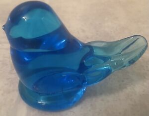 Blue Bird Of Happiness Glass Birds VTG Art Glass Figurine Signed Leo Ward 1991