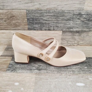 Sam Edelman Tahira Womens Pump Sz 9.5 M Block Heel Ivory Shantung Mary Jane Shoe - Picture 1 of 12