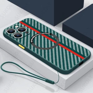 For iPhone 14 13 Pro Max 12 11 Carbon PC Shockproof Magnetic MagSafe Case Cover - Photo 1 sur 17