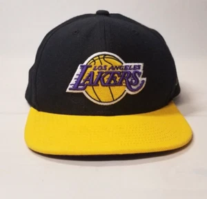 USED Mitchell & Ness Los Angeles LA Lakers Snapback Hat Black/Yellow/NBA Finals - Picture 1 of 3