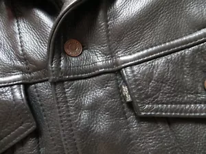Levi's Echt Leder Jeansjacke Gr. M, Schwarze Lederjacke ! Black Leather Jacket ! - Bild 1 von 4