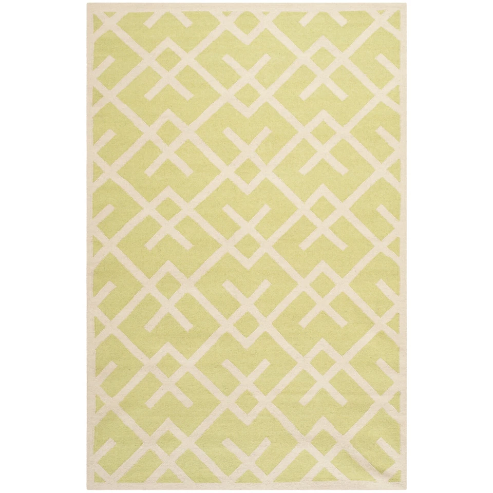 SAFAVIEH Dhurries DHU552A Light Green / Ivory Rug - Image 1 of 4