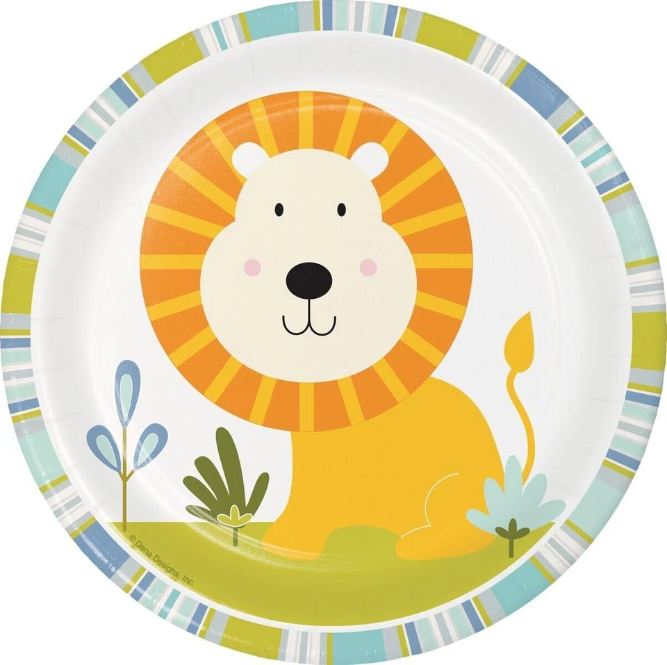 Happi Jungle Safari Animals Cute Baby Shower Party 7" Paper Dessert Plates LION - Image 1 of 1