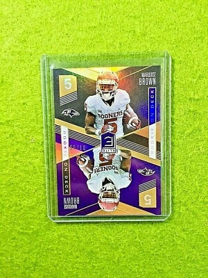 MARQUISE BROWN PRIZM ROOKIE CARD JERSEY #5 OU RC #/10 RAVENS  2019 Elite On Deck - Image 1 of 4