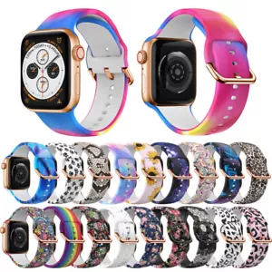 For Apple Watch Ultra 10 9 8 7 SE 6 5 4 41/49mm Silicone Print Band Sports Strap - Picture 1 of 33