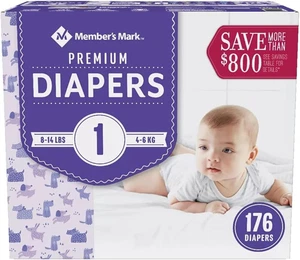 Pañales para bebé premium, talla 1 (8-14 libras), 176 unidades - Imagen 1 de 1