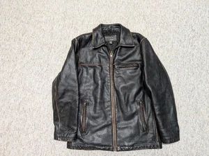 Chaqueta de moto vintage años 90 J CREW cuero S marrón oscuro PATINA biker y2k 38 - Imagen 1 de 10