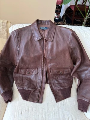 Chaqueta de vuelo de cuero Polo Ralph Lauren (ANJ-3, G-1), mediana Foto 1 de 4