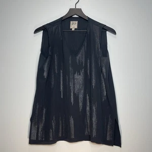 Camiseta sin mangas GO BY GO SILK para mujer negra 100 % seda lentejuelas cuello en V talla mediana - Imagen 1 de 8