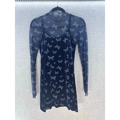 Camisa Delia's by Dolls Kill Talla M/L Terciopelo Mariposa Vestido Malla Inspirada en los 90 Y2K Foto 1 de 4