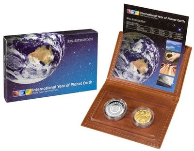 2008 Ano Internacional do Planeta Terra 2 conjunto à prova de moedas US$ 1 e 20 centavos - Imagem 1 de 3