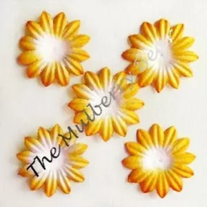 20 1" Orange MULBERRY PAPER DAISY FLOWERS, Card scrapbk - Picture 1 of 1