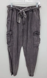 Young Fabulous & Broke Pants Womens Medium Gray Cargo Jogger Streetwear Y2K - Picture 1 of 9