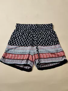 Only Shorts Size 8 Black Elastic Waist Loose Fit Paisley Distressed Loose Fit - Picture 1 of 6