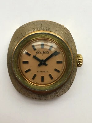 RELOJ MUJER VINTAGE GLASHUTTE GUB 17 RUBÍES HECHO EN RDA ALEMANIA CHAPADO EN ORO  Foto 1 de 4