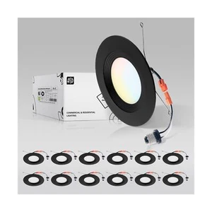 ASD Retrofit LED Recessed Lighting 6 Inch | Black 12W 1009 Lm Wet Rated Dimma... - Picture 1 of 8