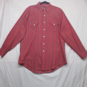 Laredo Pearl Snap Button Down Stripe Western Burgundy Red Men Size | L - Picture 1 of 12