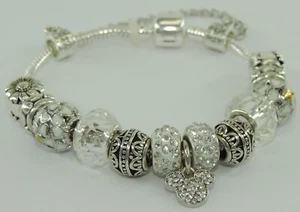 Damen 925er Silber Bettelarmband mit Farbsteinen 19 cm - Picture 1 of 5
