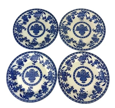 Delph James M Shaw & Co Azul y Blanco 7" Antiguo Ensalada Aperitivo Platos Juego 4 De Colección Foto 1 de 4