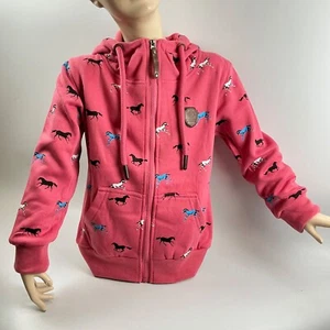 Pferd Sweat Jacke rot grau blau Mädchen 104,116,128,140,152,164 Kapuze gefüttert - Bild 1 von 11