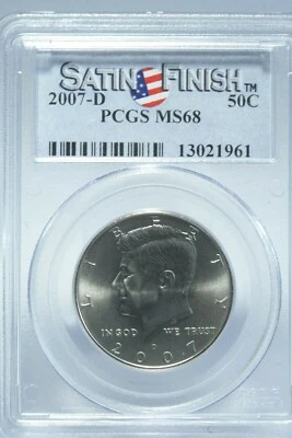 2007-D Kennedy 50C Half Dollar PCGS MS68 Satin Finish, VERY COLLECTIBLE - Image 1 of 4