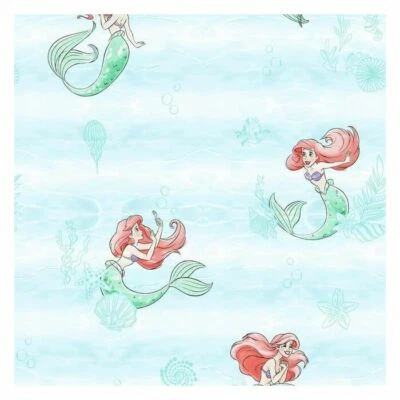 York DI0954 Wallpaper Disney The Little Mermaid Swim Unpasted Teal Wallcoverings - Image 1 of 4