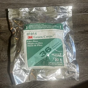 3M 01914 Green Corps 5" x 7/8" Fibre Discs 36 Grit - 20 Per Package 127mm x 22mm - Foto 1 di 4