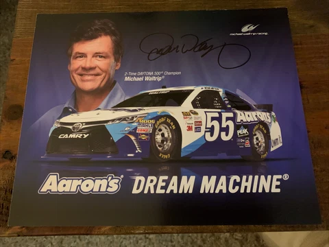 Signed Michael Waltrip #55 “Aarons” Nascar Racing Postcard Cover