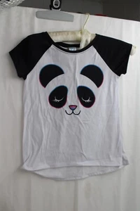 Kid's White/black Panda face Polyester M(7/8) Short sleeve Pajama top - Picture 1 of 3