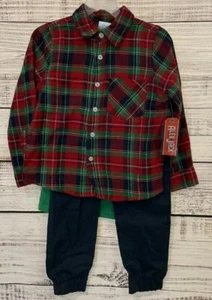 Boy’s NWT Alex & Jack Long Sleeved Flannel Dino Top & Pants 3pc Set Sz 6 - Picture 1 of 2