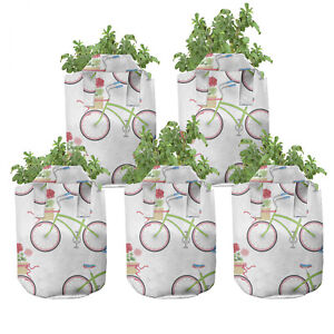 Pelargonien 5er Set Stofftöpfe Stofftaschen Blumenkorb in Fahrrad