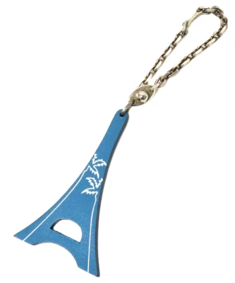 Charm Hermes motivo Torre Eiffel blu jeans pelle argento edizione limitata 2006 - Immagine 1 di 4
