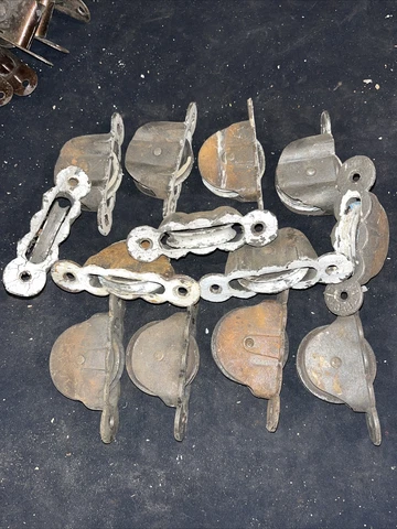 Lot of 13 Vintage Antique Double Hung Window Sash Pulleys for Rope Weights Metal Cover