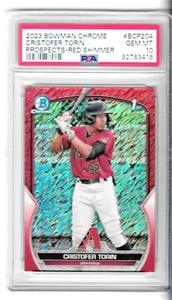 CRISTOFER TORIN 2023 BOWMAN CHROME RED SHIMMER REFRACTOR 1ST RC # 03/10 PSA 10 - Picture 1 of 2