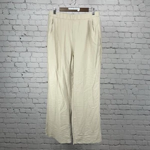NWT Happily Grey Cream High Rise Lightweight Wide Leg Elastic Size XL (31x30.5) - Picture 1 of 8