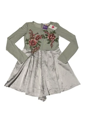 Nuevo con etiquetas Mameluco Floral Bordado Verde Plateado Talla Pequeña L'atiste Por Amy #K11-3 Foto 1 de 4