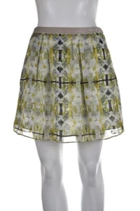 Falda para mujer Theyskens Theory Sayer talla 4 verde blanco estampado seda mini - Imagen 1 de 5