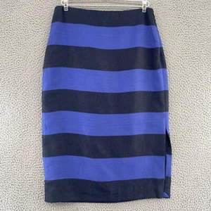 Jupe Banana Republic femme 10 bleu noir rayé scintillant midi droite neuve avec étiquette - Photo 1/12