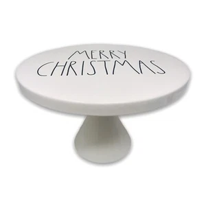 Rae Dunn Merry Christmas 11.5" Cake Stand LL Farmhouse Holiday Ivory Lettering - Picture 1 of 12